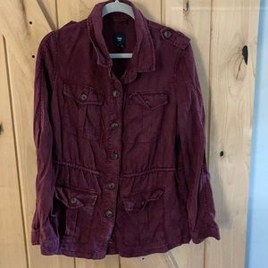 Burgundy utility shirt jacket